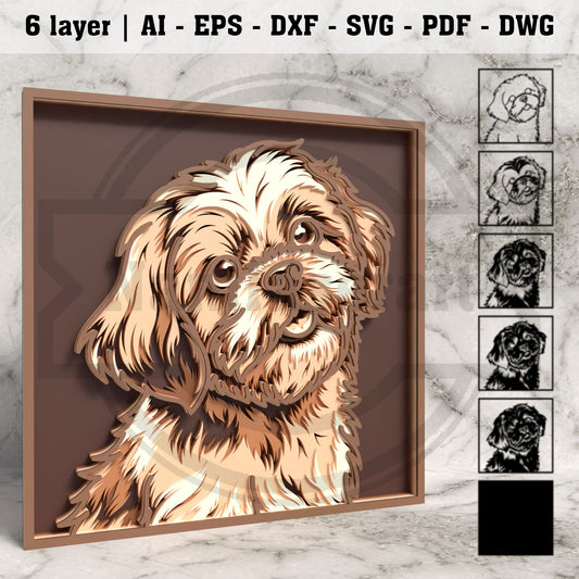 9 Multilayer Dog Portrait SVG Bundle | Layered Dog Face Laser Cut Files | Framed Pet Lover Wall Art for Glowforge, xTool, LightBurn & CNC