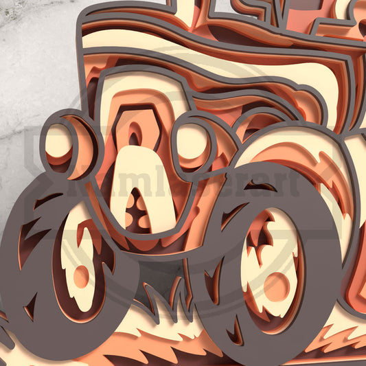 5 Layer Tractor SVG | Multilayer Farm Tractor Laser Cut File | Layered Tractor Wall Art for Glowforge, xTool, LightBurn & CNC