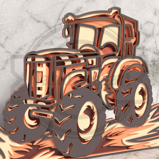 5 Layer Tractor SVG | Multilayer Farm Tractor Laser Cut File | Layered Tractor Wall Art for Glowforge, xTool, LightBurn & CNC