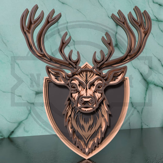 Deer Trophy SVG | Layered Deer Head Wall Art SVG | 5 Layer Stag Laser Cut File for Glowforge, xTool & LightBurn