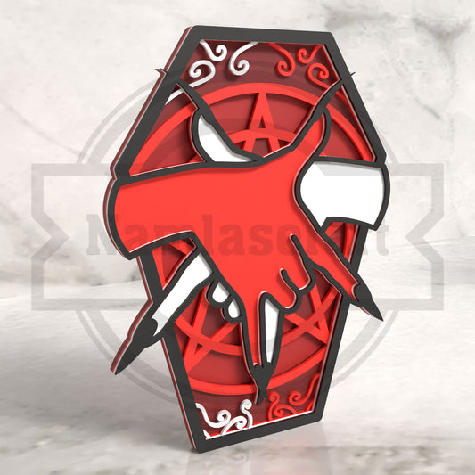Vampire Hands Coffin Laser Cut File SVG DXF | Gothic Halloween Wall Decor Template | Glowforge LightBurn Digital Download