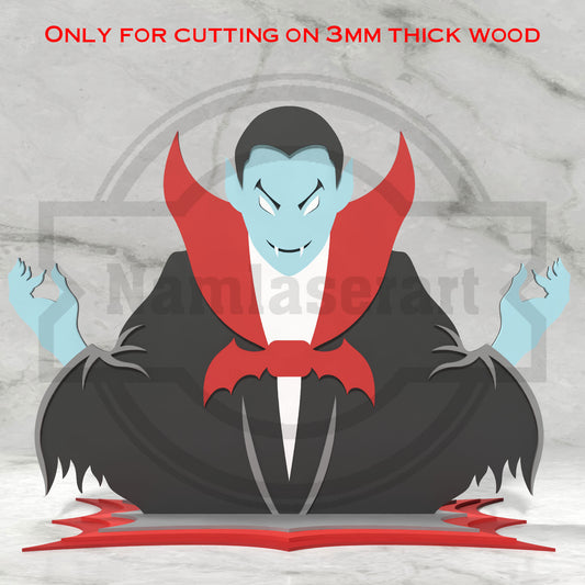 Vampire Halloween Shelf Decor Laser Cut File SVG DXF | Dracula 3mm Wood Template | Glowforge LightBurn Digital Download