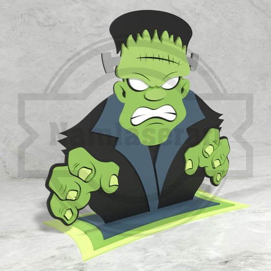 Frankenstein Halloween Shelf Decor Laser Cut File SVG DXF | Monster 3mm Wood Template | Glowforge LightBurn Digital Download