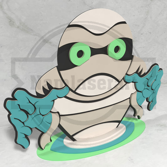 Mummy Halloween Shelf Decor Laser Cut File SVG DXF | Monster 3mm Wood Template | Glowforge LightBurn Digital Download