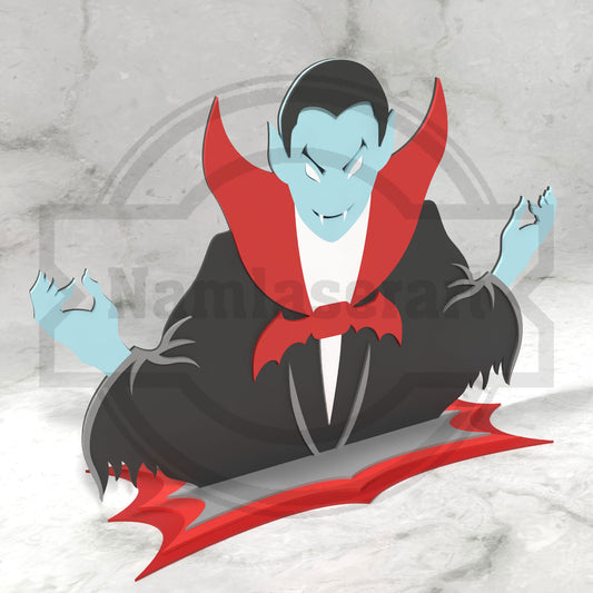 Vampire Halloween Shelf Decor Laser Cut File SVG DXF | Dracula 3mm Wood Template | Glowforge LightBurn Digital Download