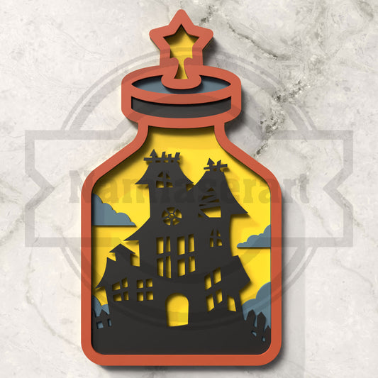 Spider Potion Bottle Halloween Laser Cut File SVG DXF | Spider Web Ornament 3mm Wood Template | Glowforge LightBurn Digital Download