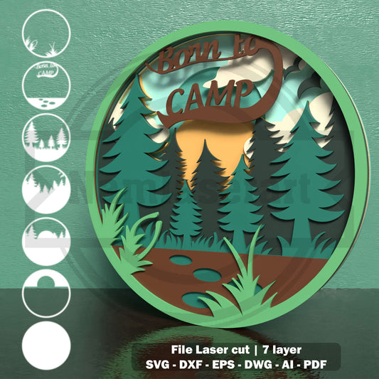 Camping SVG Bundle | Layered Outdoor Adventure Wall Art SVG Collection | Mountain, Camp Life & Let’s Go Camping Laser Cut Files