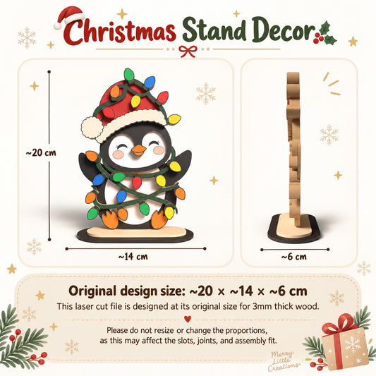 Christmas Animal Stand Decor Bundle 6, Cute Holiday Shelf Sitters, Laser Cut Wood Christmas Decor, Digital Download