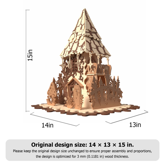 3D Halloween Haunted Tower Light Box Spooky Graveyard Castle Laser Cut Vector Design for Glowforge Table Decor