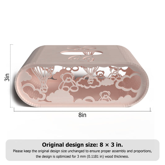 Bear Tissue Box Holder Laser Cut File SVG DXF | Nursery Tissue Cover Template | Glowforge LightBurn Digital Download