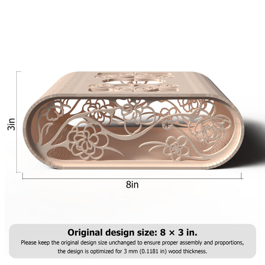 Floral Tissue Box Holder Laser Cut File SVG DXF | Wooden Tissue Cover Template | Glowforge LightBurn Digital Download