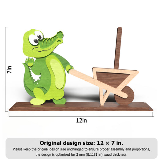 Cute Crocodile Garden Cart Laser Cut File SVG | Kids Nursery Animal Wooden Decor | Glowforge CNC Digital Download