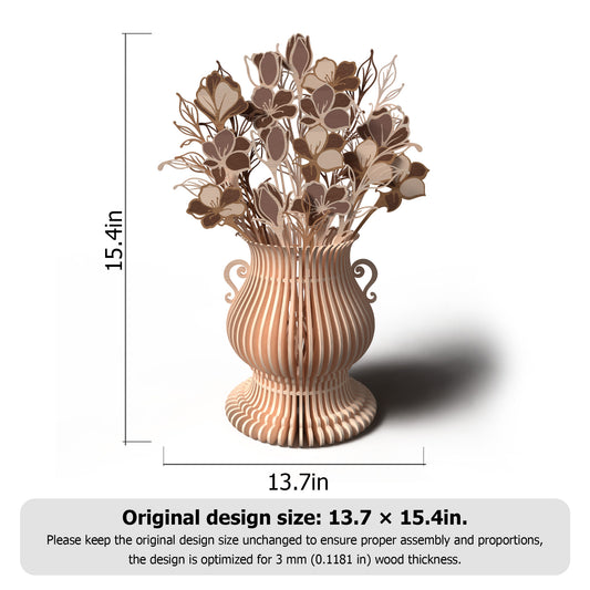 Floral Vase Lamp SVG | Layered Flower Lantern Laser Cut File | Elegant Wooden Table Light for Glowforge, xTool & CNC
