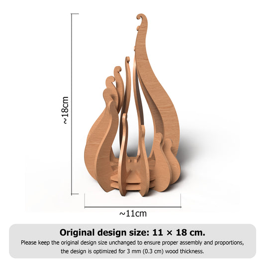 Flame Wooden Lamp SVG | 3D Layered Fire Lantern Laser Cut File | Decorative Table Light for Glowforge, xTool & CNC