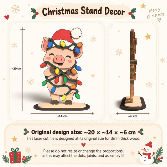 Christmas Animal Standee Bundle, 6 Cute Laser Cut Table Decor Designs, Reindeer Squirrel Llama Moose Hedgehog Pig, Digital Download