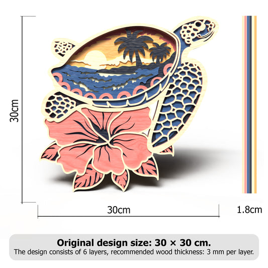 Stingray Tropical Sunset SVG | Layered Ocean Beach Laser Cut File | Coastal Marine Decor Wood Art for Glowforge, xTool & CNC