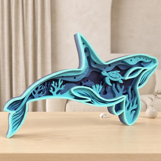 3D Multilayer Orca Whale Wall Art SVG DXF Ocean Sea Life Plaque Laser Cut Files Compatible with All Machines