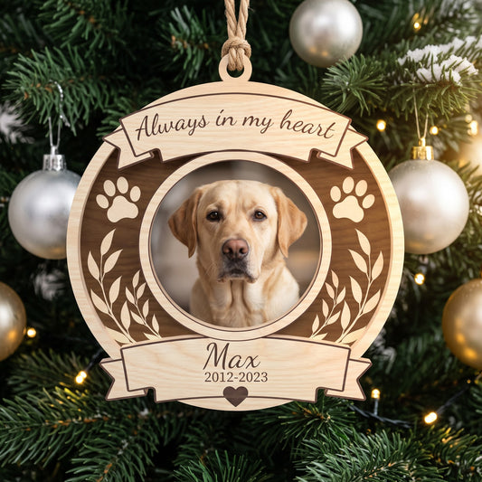 Pet Memorial Ornament Laser Cut Bundle, 6 Dog Cat Paw Angel Wings Christmas Keepsake Digital Designs