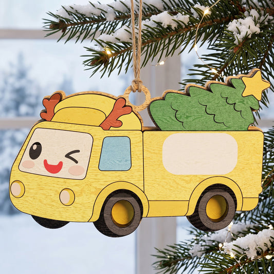 Christmas Vehicle Ornament Laser Cut Bundle, 10 Cute Truck Car Construction Tree Decorations, Kids Holiday Digital Designs