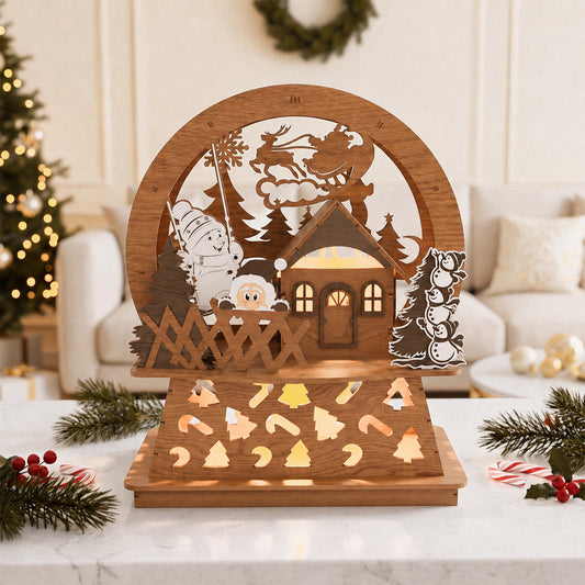 3D Multilayer Christmas Snow Globe Lantern SVG DXF Winter Scene Light Box Laser Cut Files Compatible with All Machines