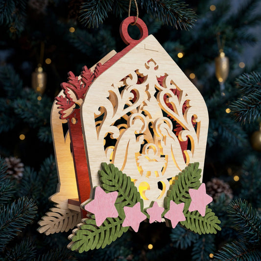 Bundle 3 Gothic Christmas Ornament Laser Cut Files, Nativity Candle Ornament, Wooden Holiday Decor, Christmas Lantern Digital Download