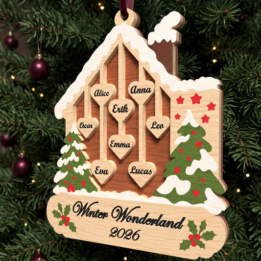 Personalized Family Christmas Ornament Laser Cut File, Winter House Name Ornament, Custom Wooden Keepsake, Digital Download