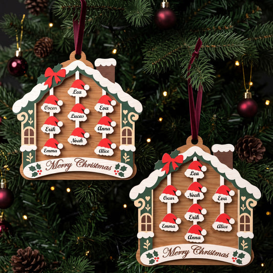 Personalized Family Name Ornament Laser Cut File, Christmas House Ornament, Wooden Custom Family Gift, Digital Download