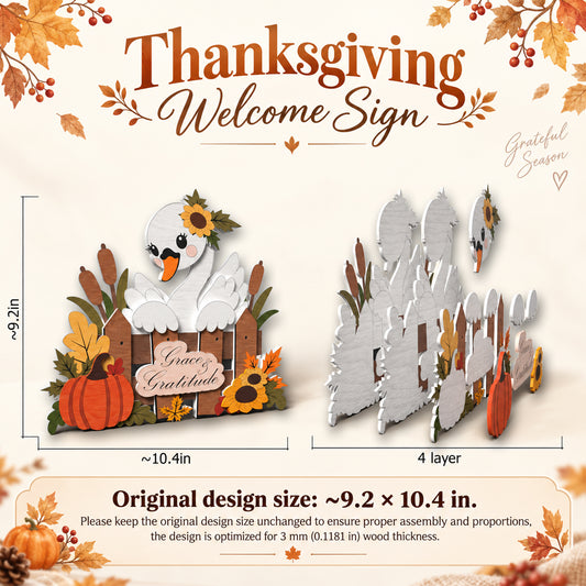 Thanksgiving Welcome Sign Bundle, 6 Fall Animal Layered Wood Signs, Autumn Harvest Laser Cut Decor, Digital Download
