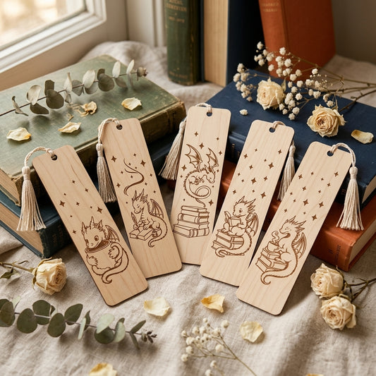SVG DXF File Cute Baby Dragon Wooden Bookmark Bundle Laser Cut Vector Design for Glowforge Wall Art Home Decor | CUTSVG.COM