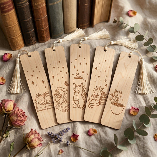SVG DXF File Cute Baby Dragon Wooden Bookmark Bundle Laser Cut Vector Design for Glowforge Wall Art Home Decor | CUTSVG.COM