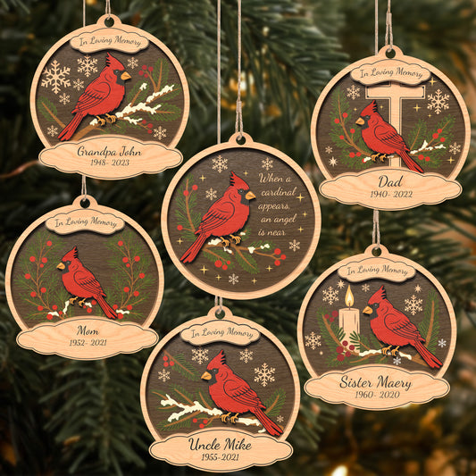 Cardinal Memorial Ornament Laser Cut Bundle, 6 In Loving Memory Christmas Keepsake Digital Designs