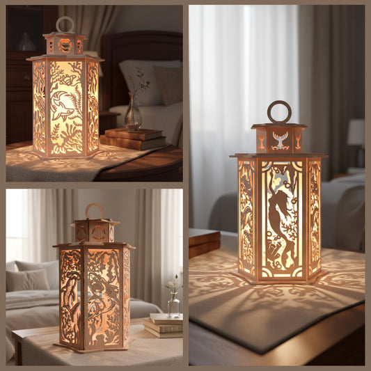 Mermaid Lantern SVG | Underwater Fantasy Laser Cut Lantern | Mermaid Night Light SVG | Ocean-Themed Wooden Lantern for Glowforge, xTool & CNC