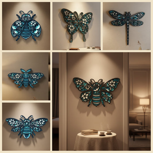 Bee Wall Art SVG | Floral Bee Layered Laser Cut Wall Decor | Honey Bee Wooden Wall Art SVG | Glowforge, xTool & CNC Nature Design