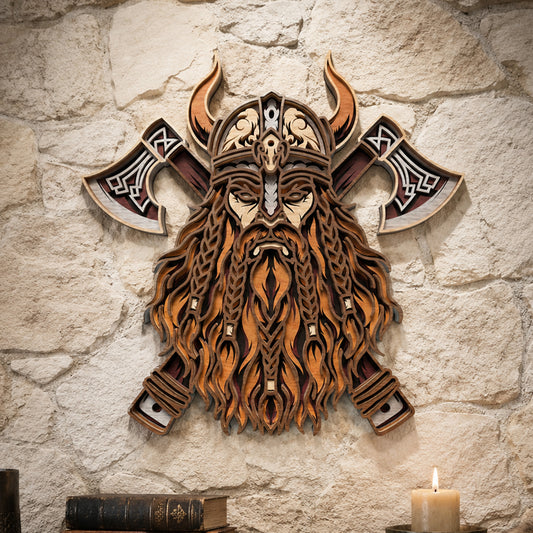 SVG DXF File Multilayer Viking Odin Laser Cut 3D Norse Mythology Design for Glowforge Wall Art | CUTSVG.COM