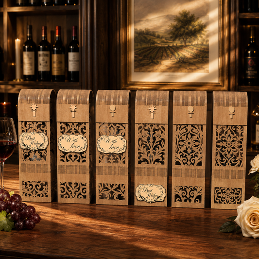 Wine Bottle Box Bundle Laser Cut Wooden Gift Case Design for Glowforge Table Decor