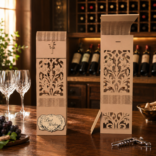 Wine Bottle Box Bundle Laser Cut Wooden Gift Case Design for Glowforge Table Decor