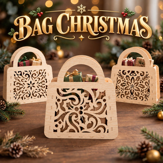 Bundle 3 Christmas Gift Bag Laser Cut Files, Wooden Holiday Treat Bag, Christmas Gift Box, Laser Cut Basket, Digital Download (Copy)