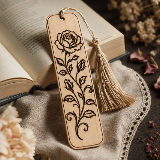 SVG DXF File Floral Flower Wooden Bookmark Bundle Laser Cut Vector Design for Glowforge Wall Art Home Decor | CUTSVG.COM