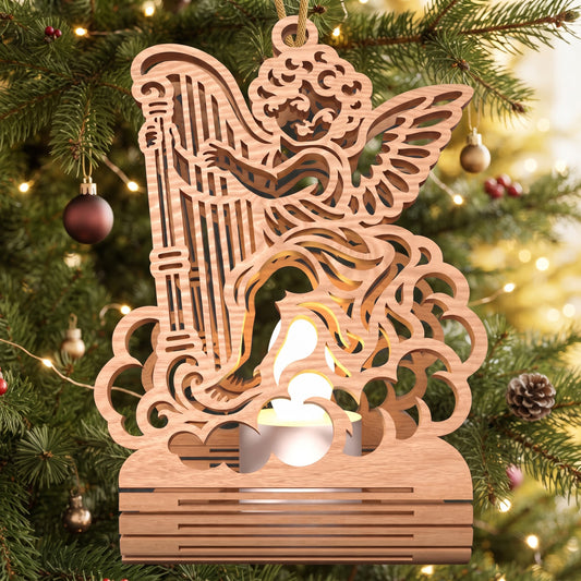 Bundle 6 Angel Candle Holder Laser Cut Files, Wooden Christmas Tea Light Decor, Christian Angel Holiday Decor, Digital Download