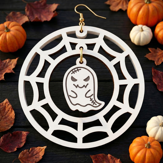 3D Halloween Earrings Bundle Spider Web Cute Ghost Bat Pumpkin Universal Vector Design for All Laser Cutters xTool Glowforge CNC