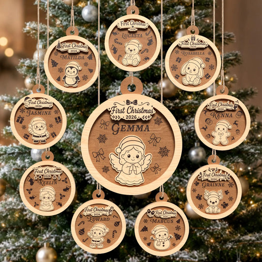 Personalized Baby First Christmas Ornament Bundle, 10 Laser Cut Designs (Digital Download)