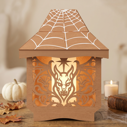 3D Halloween Lantern Tea Light Holder Spooky Spider Web Skull Grim Reaper Bundle Laser Cut Vector Design for Glowforge Table Decor