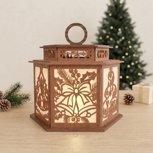 3D Multilayer Christmas Lantern SVG DXF Holiday Festive Candle Holder Laser Cut Files Compatible with All Machines