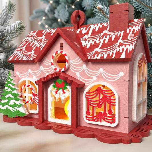 Multilayer Christmas Gingerbread House Ornament 3D Wooden Festive Hanging Plaque Vector Design File Compatible with All Laser Cutting Machines and CNC Routers
