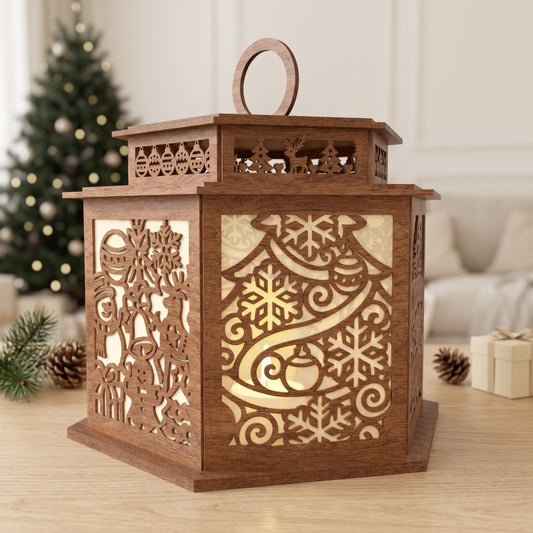 3D Multilayer Christmas Bauble Lantern SVG DXF Holiday Festive Light Box Laser Cut Files Compatible with All Machines