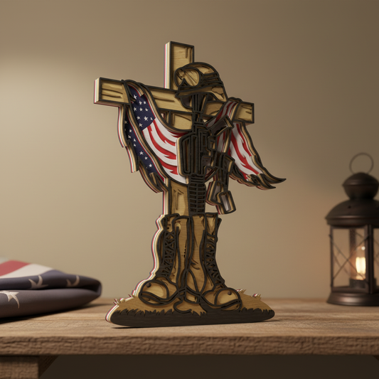 Patriotic Military & American Eagle SVG Bundle | 24 Layered Veteran, Soldier & USA Flag Laser Cut Files | Glowforge, xTool, LightBurn & CNC Bundle