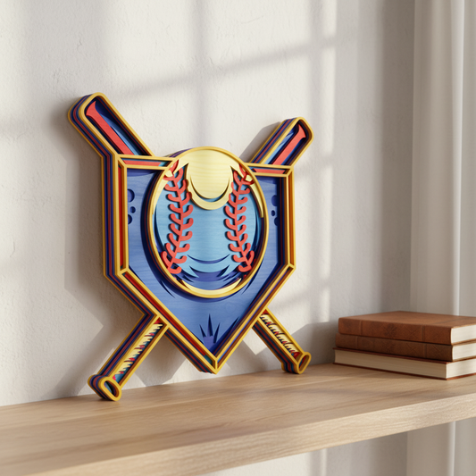 Baseball Layered SVG Bundle | Sports Wall Art Laser Cut Files | Baseball Player, Glove, Stadium & Number Sign SVG | Glowforge, xTool & CNC
