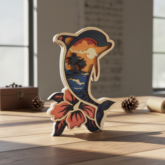 Cowboy Hat Tropical Beach SVG | Layered Western Coastal Sunset Laser Cut File | Country Beach Decor for Glowforge, xTool & CNC