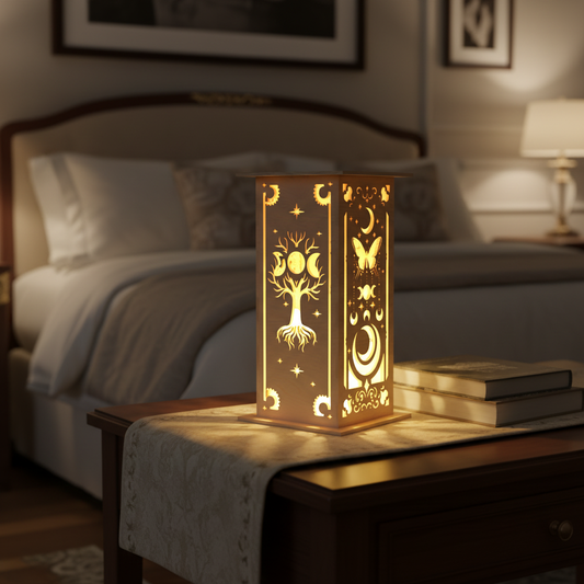 Celestial Lantern SVG | Moon & Moth Laser Cut Lantern File | Fantasy Night Light SVG | Decorative Wooden LED Lamp for Glowforge, xTool & CNC