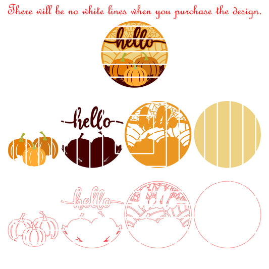 Hello Pumpkin Fall Round Sign Laser Cut File SVG DXF | Thanksgiving Autumn Door Decor Wood Template | Glowforge LightBurn Digital Download